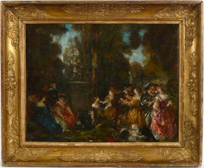 Joseph Benoit GUICHARD (1806-1880) Esquisse pour une fête champêtre Huile sur toile...