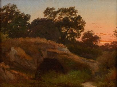 Prosper Georges Antoine MARILHAT (1811-1847) Berger au crépuscule Sur sa toile d'origine...