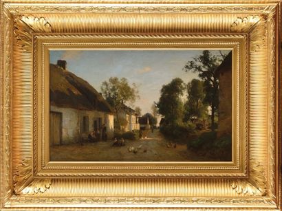 Eugène Antoine S. LAVIEILLE (1820-1889) Chemin de Marolles à Précy sur Marne, soirée...