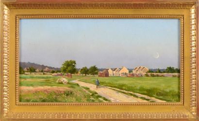 Alphonse Henri MAZARD (1865-1939) Promenade au crépuscule Sur sa toile d'origine...