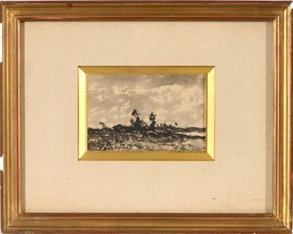 Henri Joseph HARPIGNIÈS (1819-1916) Paysage Lavis Signé en bas à gauche 7 x 11 cm...