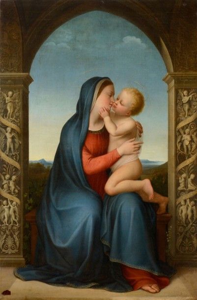 Antonio MARINI (Prato 1788- Florence 1861) Vierge à l'enfant Toile Signé et daté... Gazette Drouot