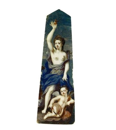 ECOLE FRANCAISE VERS 1730 La déesse Junon, une robe très décolletée et une cape bleue,...