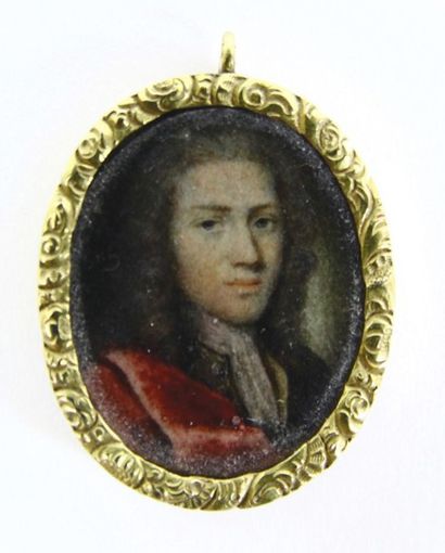 ECOLE ANGLAISE vers 1720 Portrait d'un Gentilhomme à la cape rouge en buste vers...