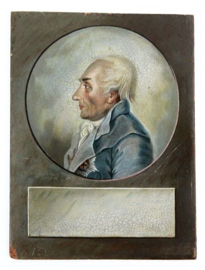 Ecole FRANCAISE vers 1800 Portrait présumé en trompe l'oeil de Frédéric II de Prusse,...