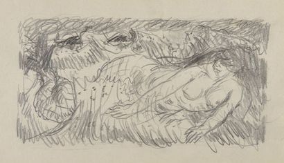 Pierre Bonnard, 1867-1947 Baigneuse au paysage, circa 1914 Dessin à la mine de plomb...