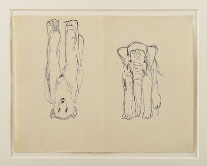 Pierre Bonnard, 1867-1947 Éléphant et ours, 1927 Deux dessins à la mine de plomb...