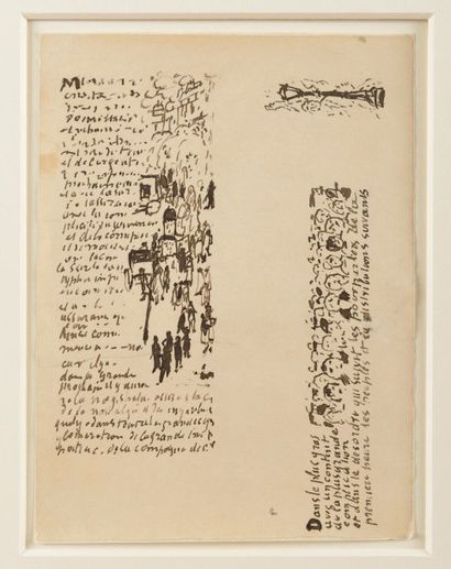 Pierre Bonnard, 1867-1947 Scène de rue avec mise en texte, 1920 Dessin à la plume...