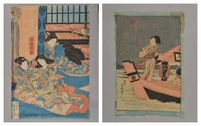 D'après Utagawa Kuniyoshi (1797-1861) Scène de Kabuki Oban Tatee, 2nde moitié du...