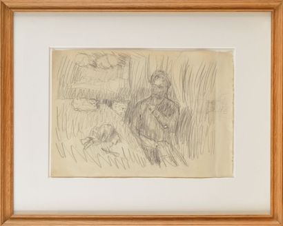 Pierre Bonnard, 1867-1947 Portrait de Claude Terrasse au chat Dessin à la mine de...