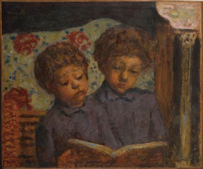 Pierre Bonnard, 1867-1947 Enfants solfiant, Charles et Jean Terrasse, vers 1900 Huile...