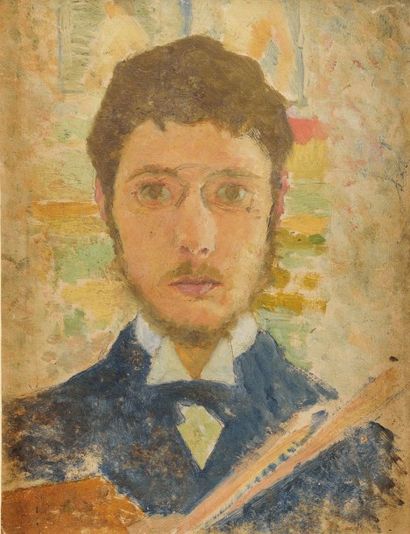 Pierre Bonnard, 1867-1947 Autoportrait, 1889 Huile sur carton Non signé 21 x 17 cm...