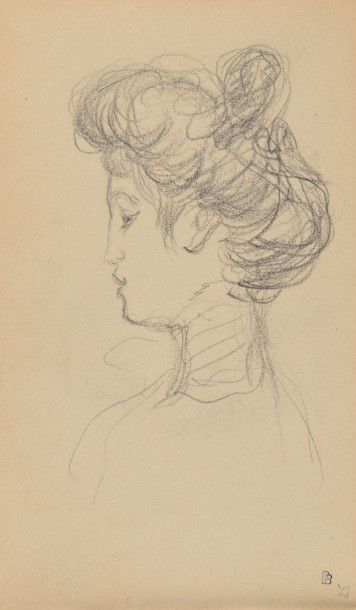 Pierre Bonnard, 1867-1947 Misia de profil, circa 1895 Dessin à la mine de plomb Cachet...