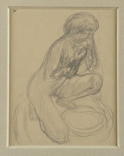 Pierre Bonnard, 1867-1947 Femme au tub de trois-quarts, vers 1912 Dessin à la mine...
