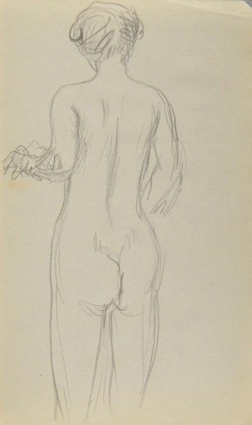 Pierre Bonnard, 1867-1947 Baigneuse de dos, circa 1914 Dessin à la mine de plomb...