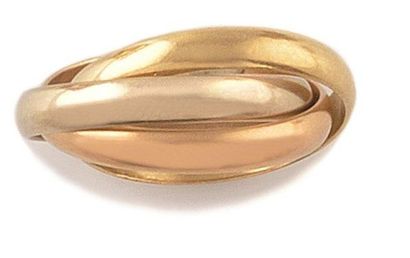 CARTIER «Trinity»bague modèle «Trinity» composée de trois anneaux en or jaune, or...
