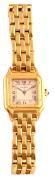 CARTIER PANTHERE Montre en or jaune avec boîtier carré. Cadran blanc avec index chiff...