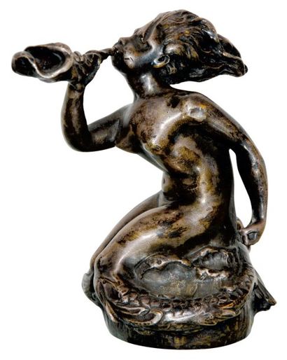 null «Sirene» Signee A. Renevey. Bronze argente. H: 10 cm