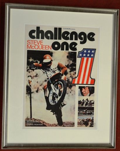 null "Challenge One, Steve McQueen" Affiche du film. 59 x 43 cm. Entoilee et enc...