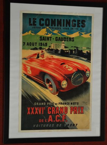 André BERMOND 36° Grand Prix de l'ACF Reedition de l'affichette datee 1949 à St Gaudens,...