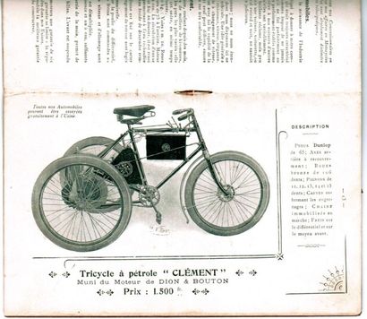 COLLECTION DE MONSIEUR P (301-302-303-304-325) c1902 CLEMENT Tricycle à moteur DE...