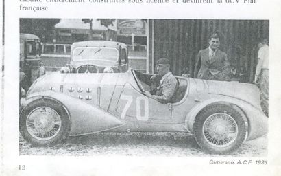 1935 FIAT CAMERANO Chassis n° 12217
 Carte grise française 

Naissance d’un bolide...