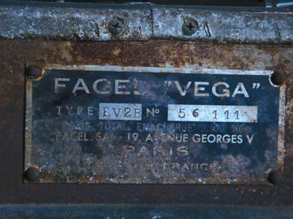 1957 FACEL VEGA FV2B Chassis n° FV2B56111 Dédouanée A immatriculer en collection...