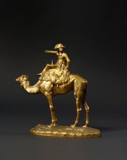 ECOLE FRANCAISE DU XIXème siècle «Bonaparte durant la campagne d'Egypte» Bronze doré...