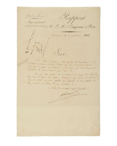 MARET (Hugues-Bernard) Lettre signée «Le Duc de Bassano» en qualité de ministre des...