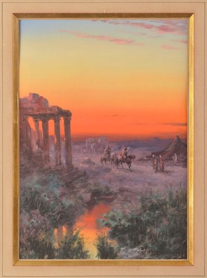 Paul PASCAL (1806-1879) Palmyre en Syrie Gouache Signée en bas à droite 28,5 x 20...