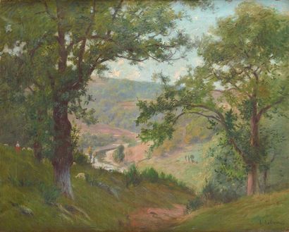 Louis LE CAMUS (?-1906) En lisière de forêt d'oliviers Sur sa toile d'origine Signé...