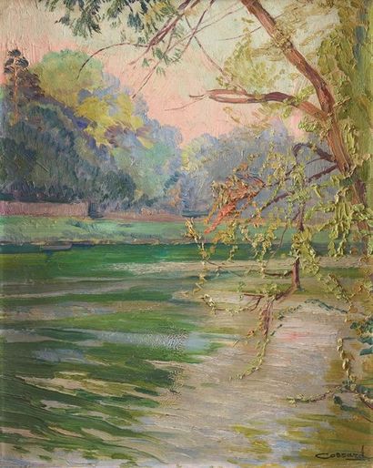 Adolphe COSSARD (1880 - 1952) Aurore d'été, Effet du matin sur l'Oise, Château de...