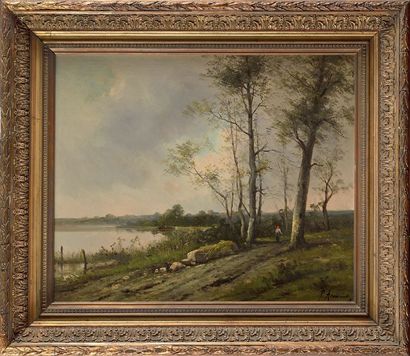 Paul ARMANDI (XIX) Paysanne en forêt Sur sa toile d'origine Signé en bas à droite...
