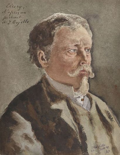 ECOLE FRANCAISE DU XIXème siècle Portrait d'Eugène Cicéri d'après un portrait de...
