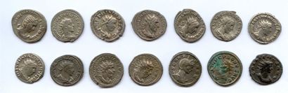 null "Lot de quatorze antoniniens: Otacilie C.53, Philippe Fils C.70 et C.72, Trajan...