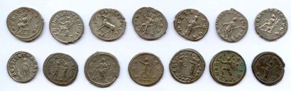 null "Lot de quatorze antoniniens: Otacilie C.53, Philippe Fils C.70 et C.72, Trajan...