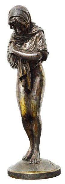 Dominique ALONZO (Paris, XIX ème-XXème) «Frileuse» Mascotte Signée D.Alonzo. Bronze...