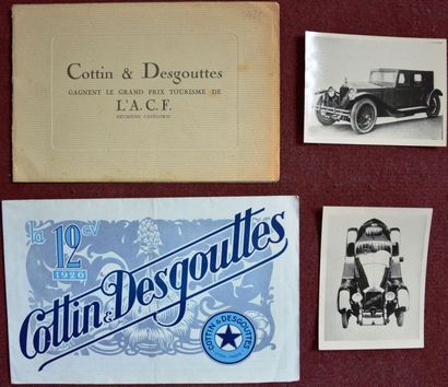 null «Cottin & Desgouttes 1925/26» Deux photos de carrosserie 8x11 cm. - Catalogue...