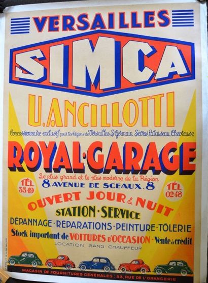 null «SIMCA, Royale garage, Versailles» Affiche du Royale Garage à Versailles, agent...