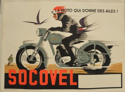 null «SOCOVEL, la moto qui donne des ailes» Affiche de la marque de moto Belge Socovel,...
