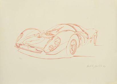 YOSHIDA Hideki (Né à Kyoto en 1949) "Ferrari 330 P4" Lithographie en rouge, signée,...