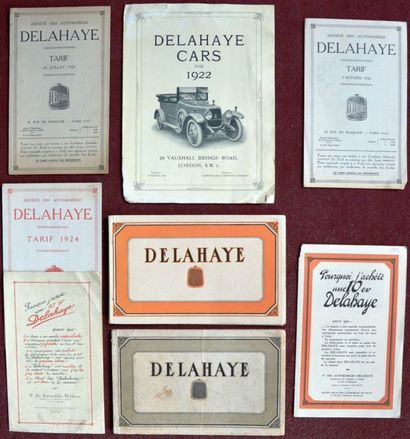 null «Delahaye, années 20» Dépliant 3 volets, Gamme, 1922, en Anglais - Catalogue...