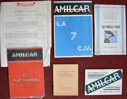 null «Amilcar» Tarif dépliant 2 volets, gamme, 1929 - plaquette 8 pages, tiré à part...