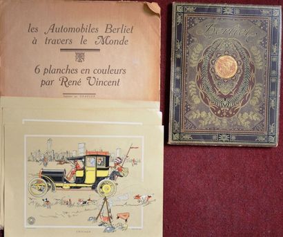 null «Berliet» Enveloppe contenant 6 planches en couleur par René Vincent, "Les Automobiles...