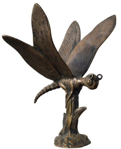 FANIN E «Libellule» Mascotte signée E. Fanin. Bronze argenté. Montée sur socle. H:...