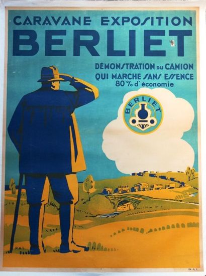 P.A.L Jean de Paléologue dit (1860-1942) «Caravane Exposition ? Berliet»Affiche marquée...