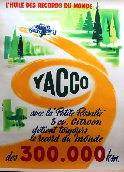 M. Collet «Yacco, petite Rosalie» Affiche d'interieur: Yacco avec la 8 CV Citroën...