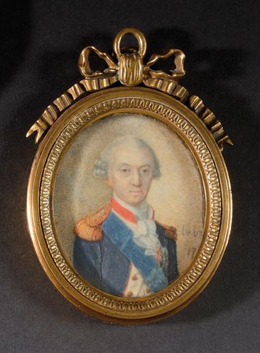 Lebas. Ecole française de la fin du XVIIIè siècle «Le Général de Bouillé» en uniforme,...