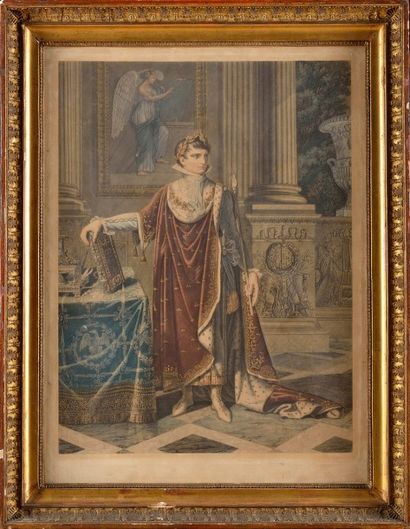 Jacques Louis DAVID (1748-1825), d'après «Napoléon 1er en costume de Sacre» Gravure...