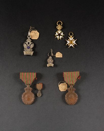 Médaille de Sainte- Hélène avec sa miniature,...